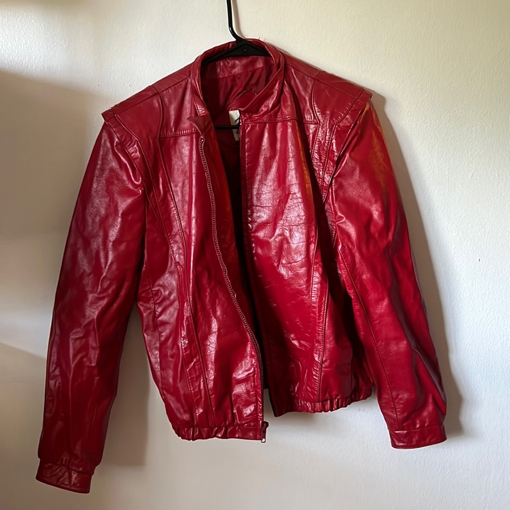 Red leather jacket size 38 ✨SUPER SALE✨